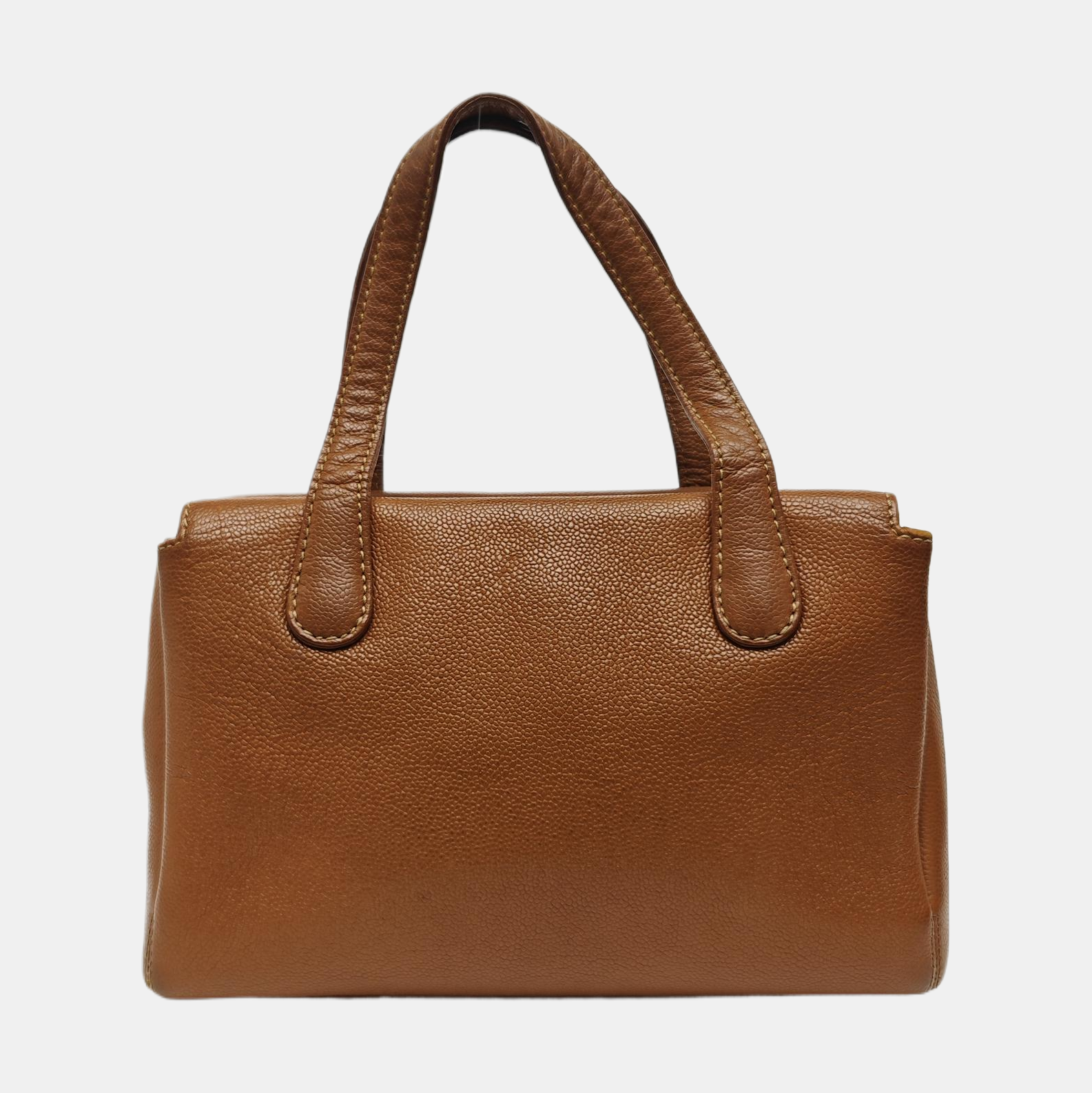 Grained Calfskin Shoulder Bag Brown