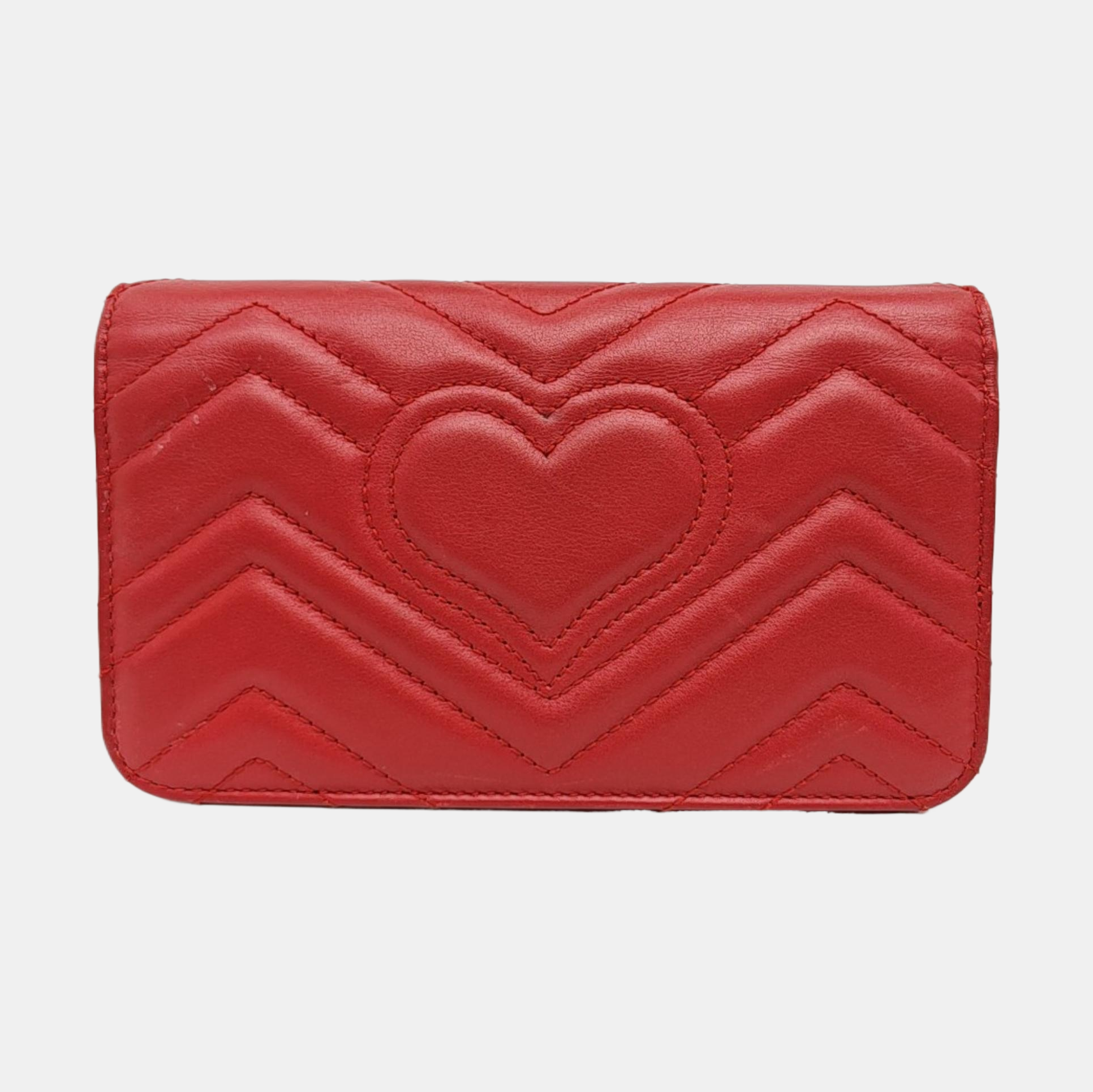 GG Marmont Super Mini Quilted Calfskin Red