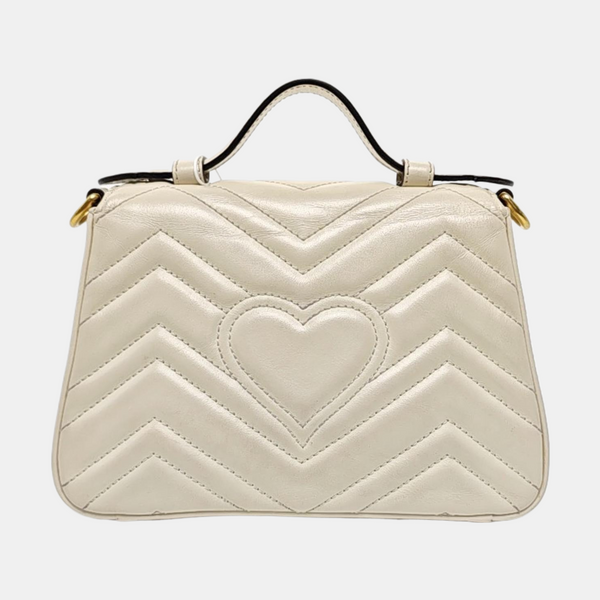 GG Marmont Mini Quilted Calfskin White