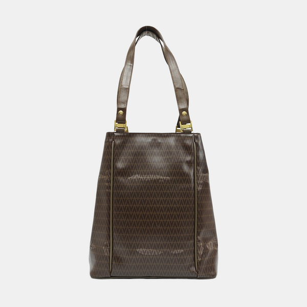 Coated Canvas Tote Bag Large Brown