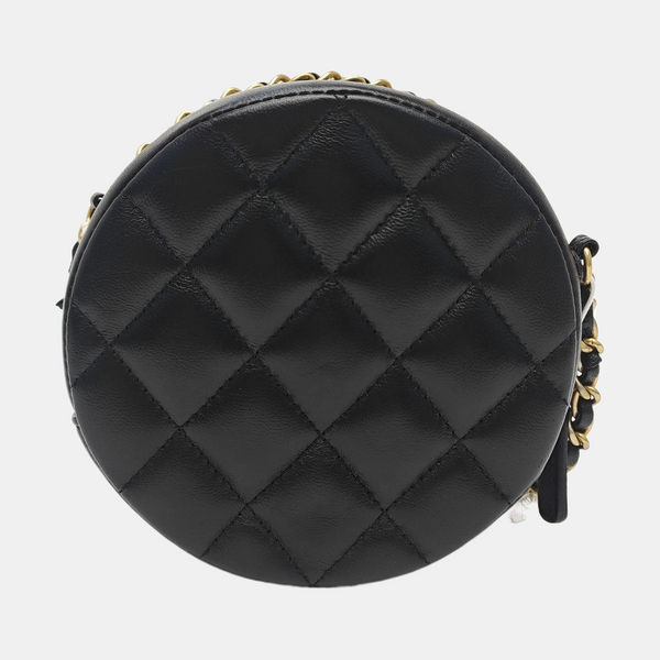 Quilted Lambskin Shoulder Bag Black