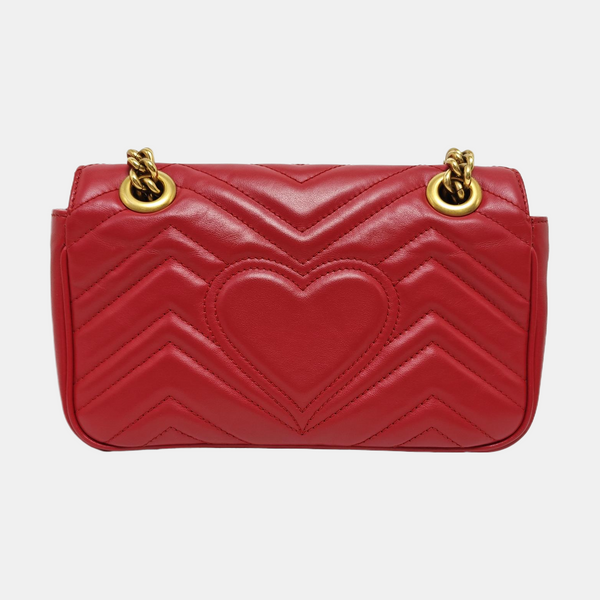 GG Marmont Small Quilted Calfskin Red