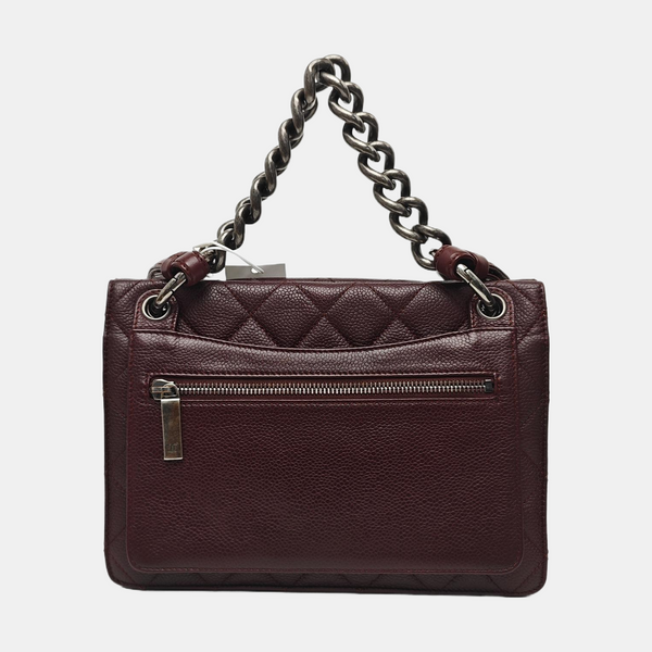 Quilted Grained Calfskin Shoulder Bag Red