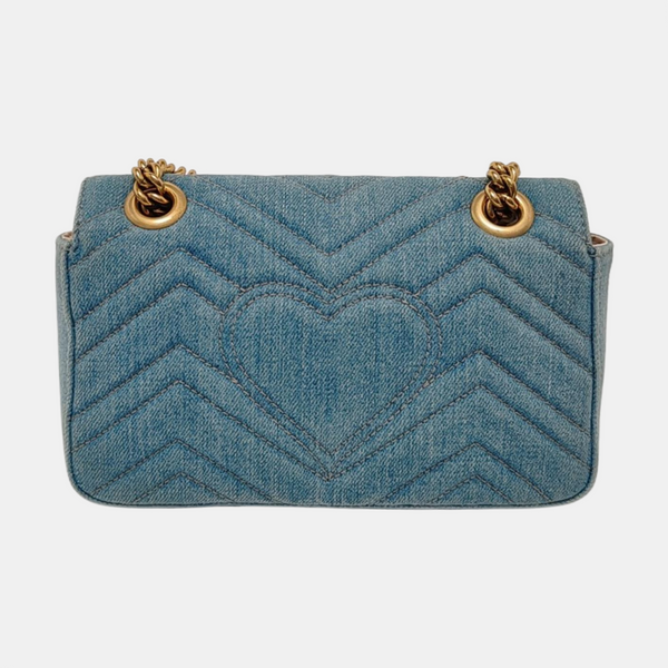 GG Marmont Small Quilted Denim Blue