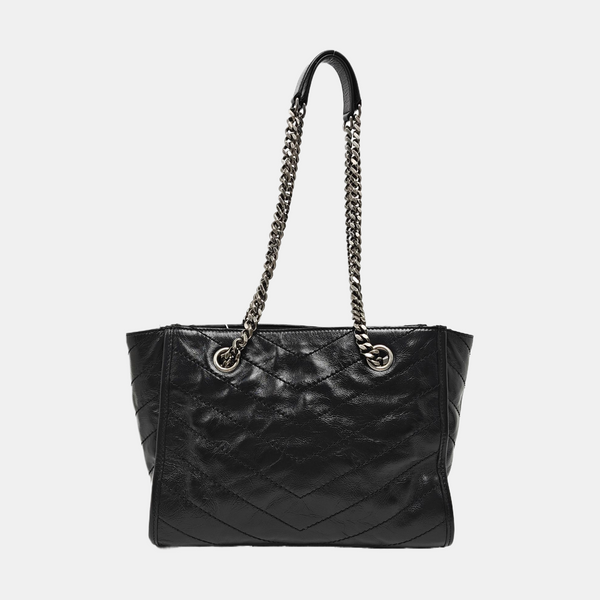 NIKI Small Chevron Calfskin Black