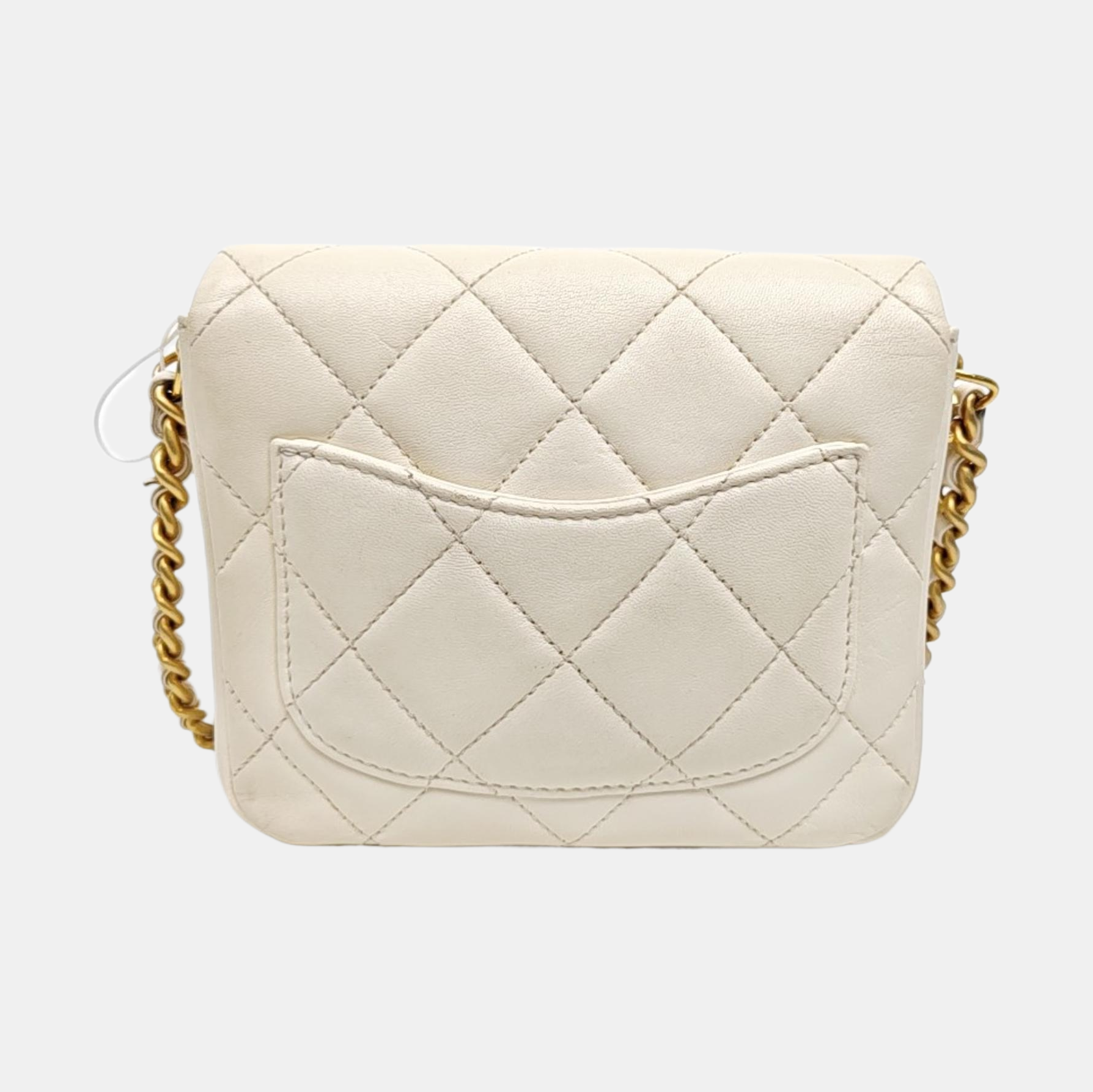 Quilted Calfskin Shoulder Bag White
