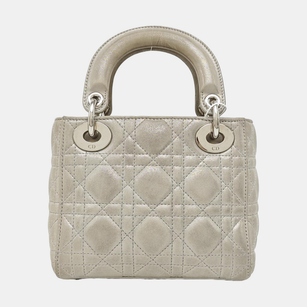 Lady Dior Mini Cannage Lambskin Gray