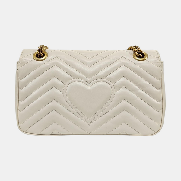 GG Marmont Medium Quilted Calfskin White