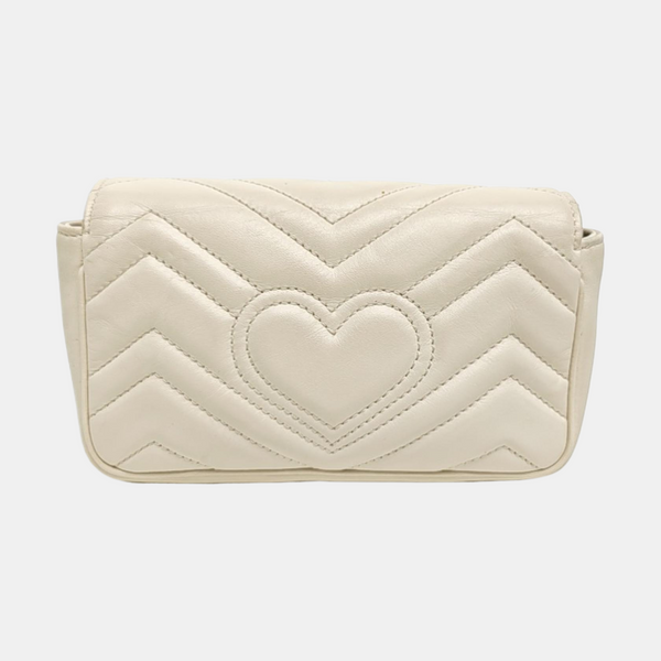 GG Marmont Mini Quilted Calfskin White