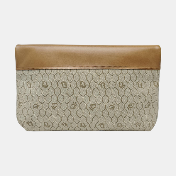 Oblique Coated Canvas Shoulder Bag Beige