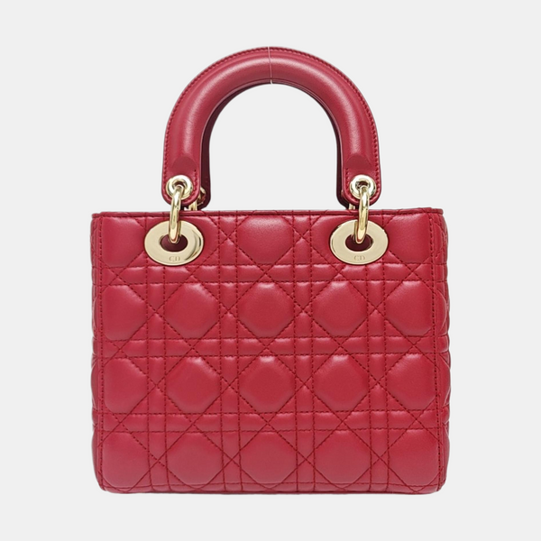 Lady Dior Small Cannage Lambskin Red