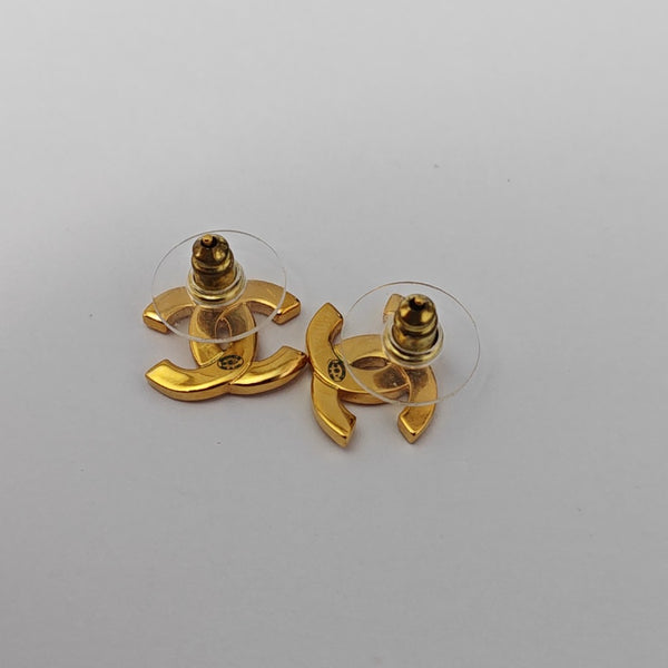 CC Logo Metal Gold Stud Earrings
