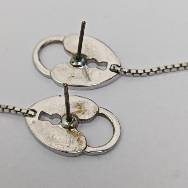 Lucky Locket Metal Silver Stud Earrings