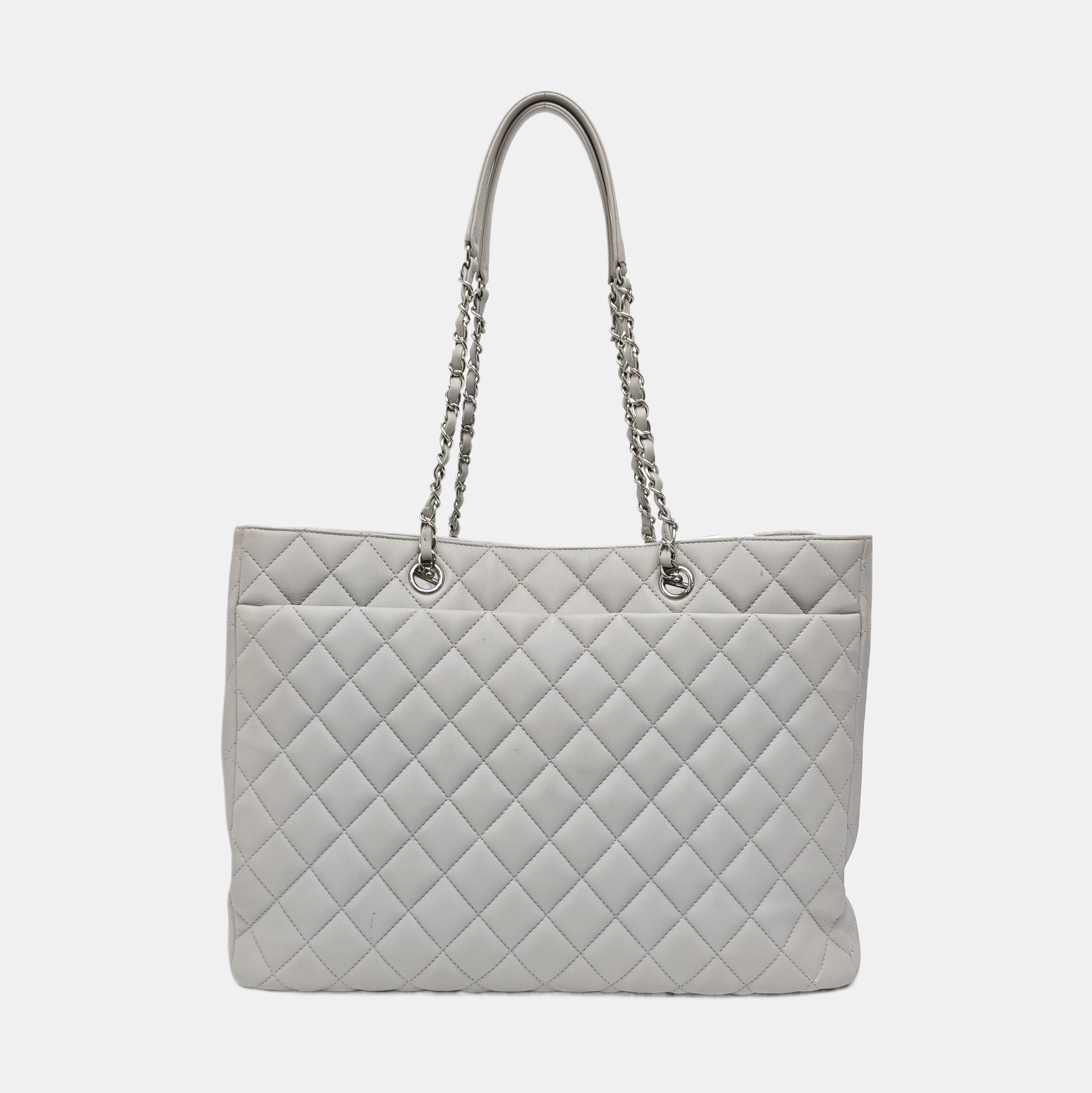 CLASSIC CC SHOPPING TOTE Large Quilted Calfskin Gray