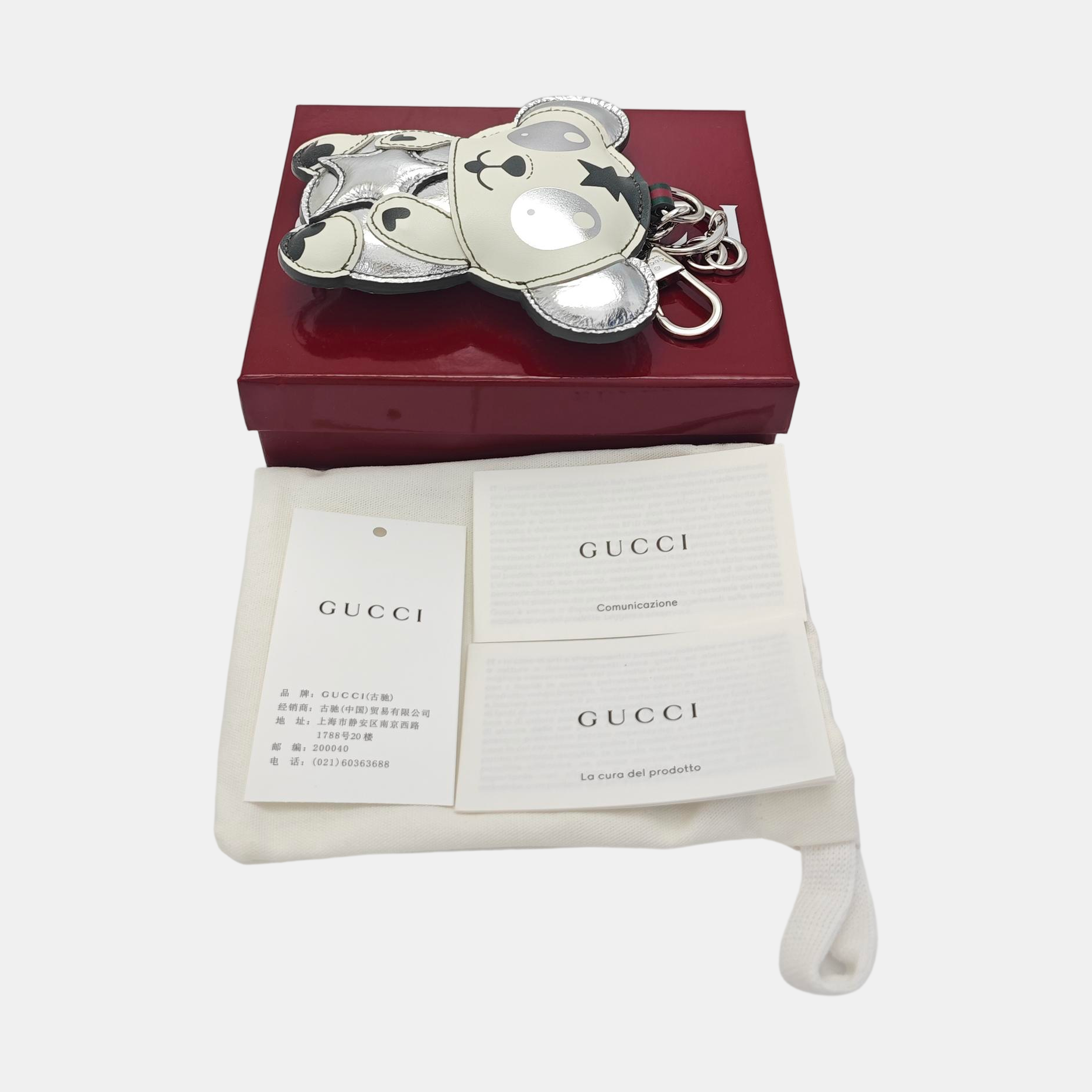 Leather Bag Charm Silver