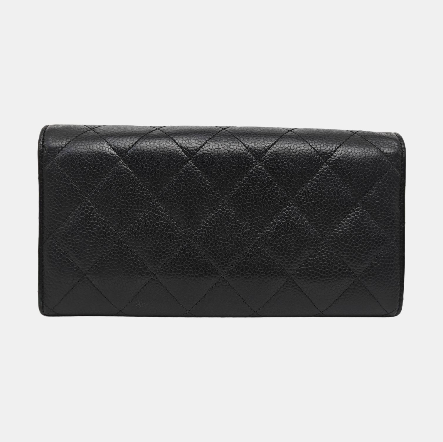 Quilted Grained Calfskin Wallet Black