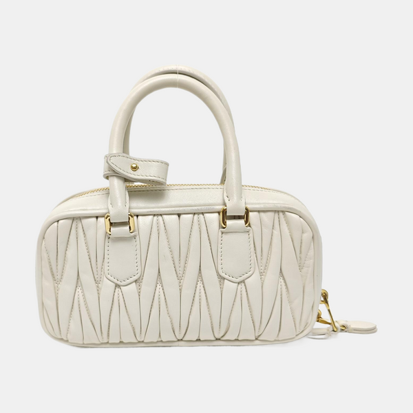 Arcadie Matelassé Mini Quilted Lambskin White