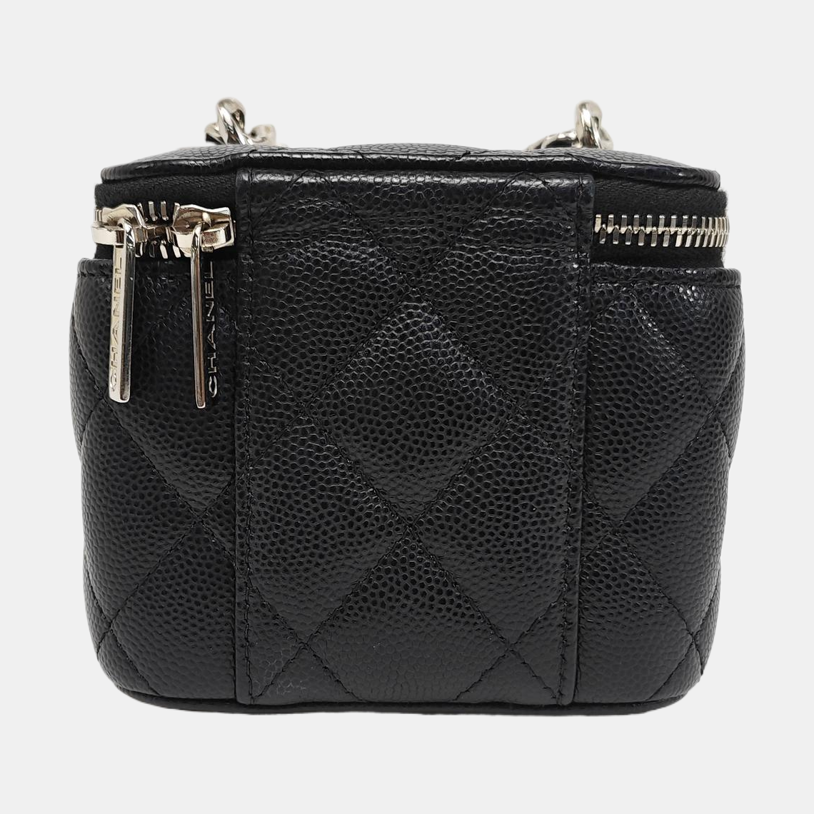 Quilted Grained Calfskin Shoulder Bag Black