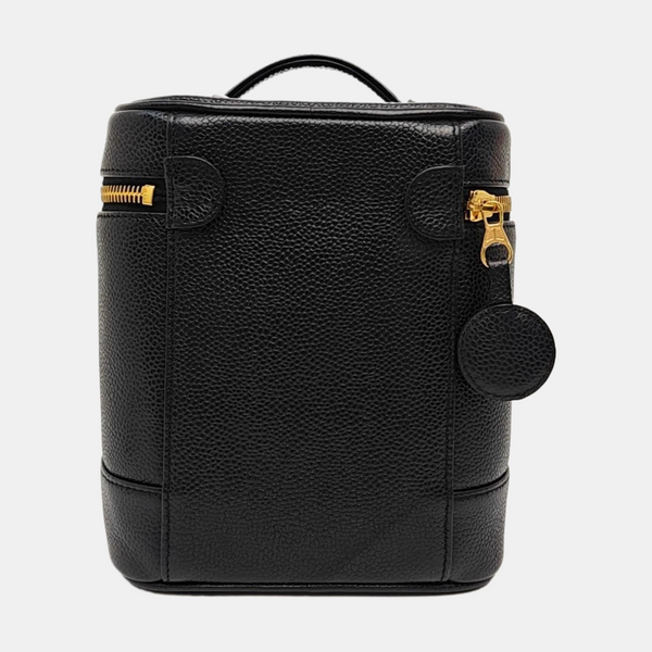 VINTAGE COSMETIC BAGS Grained Calfskin Black