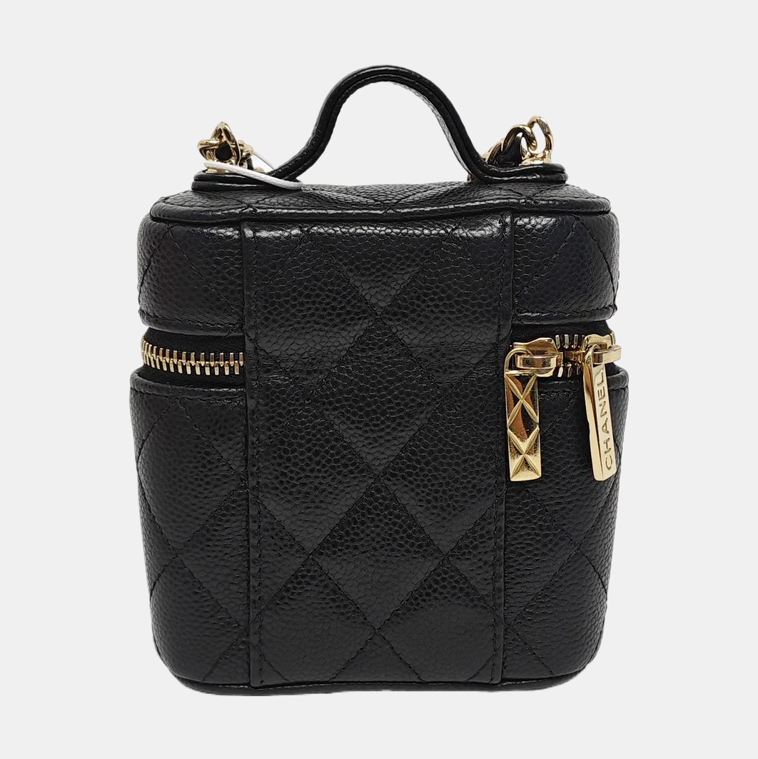 VANITY CASE Mini Quilted Grained Calfskin Black