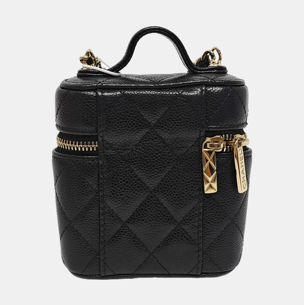 VANITY CASE Mini Quilted Grained Calfskin Black