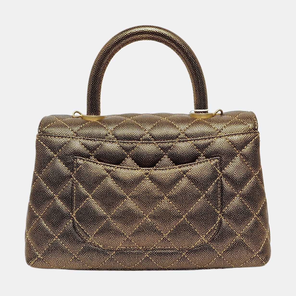 COCO HANDLE Pequeño Piel de becerro graneada acolchada Oro