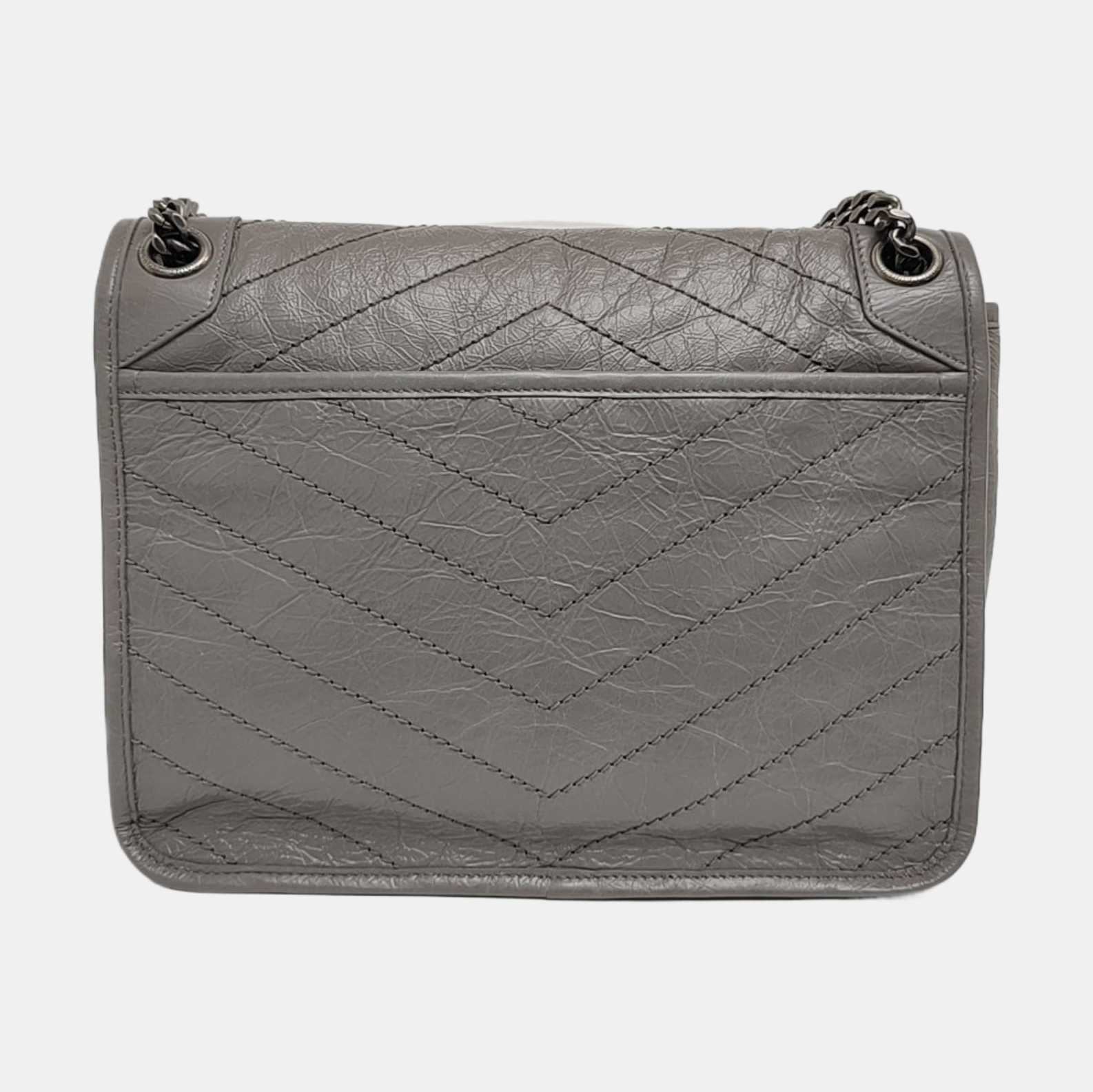 NIKI Medium Chevron Calfskin Gray