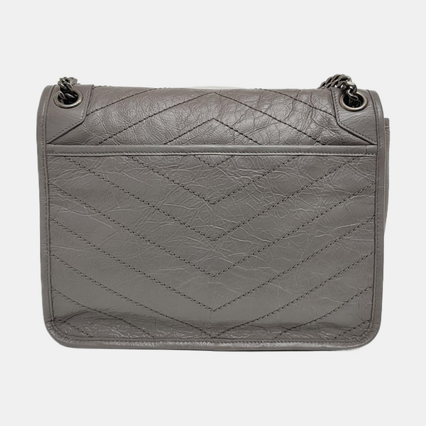 NIKI Medium Chevron Calfskin Gray