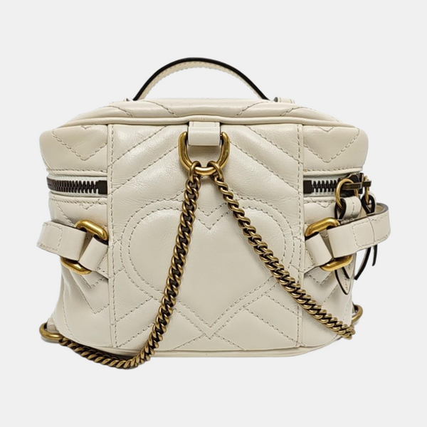 GG Marmont Mini Quilted Calfskin White