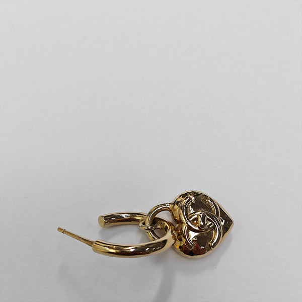 CC Logo Metal Gold Stud Earrings