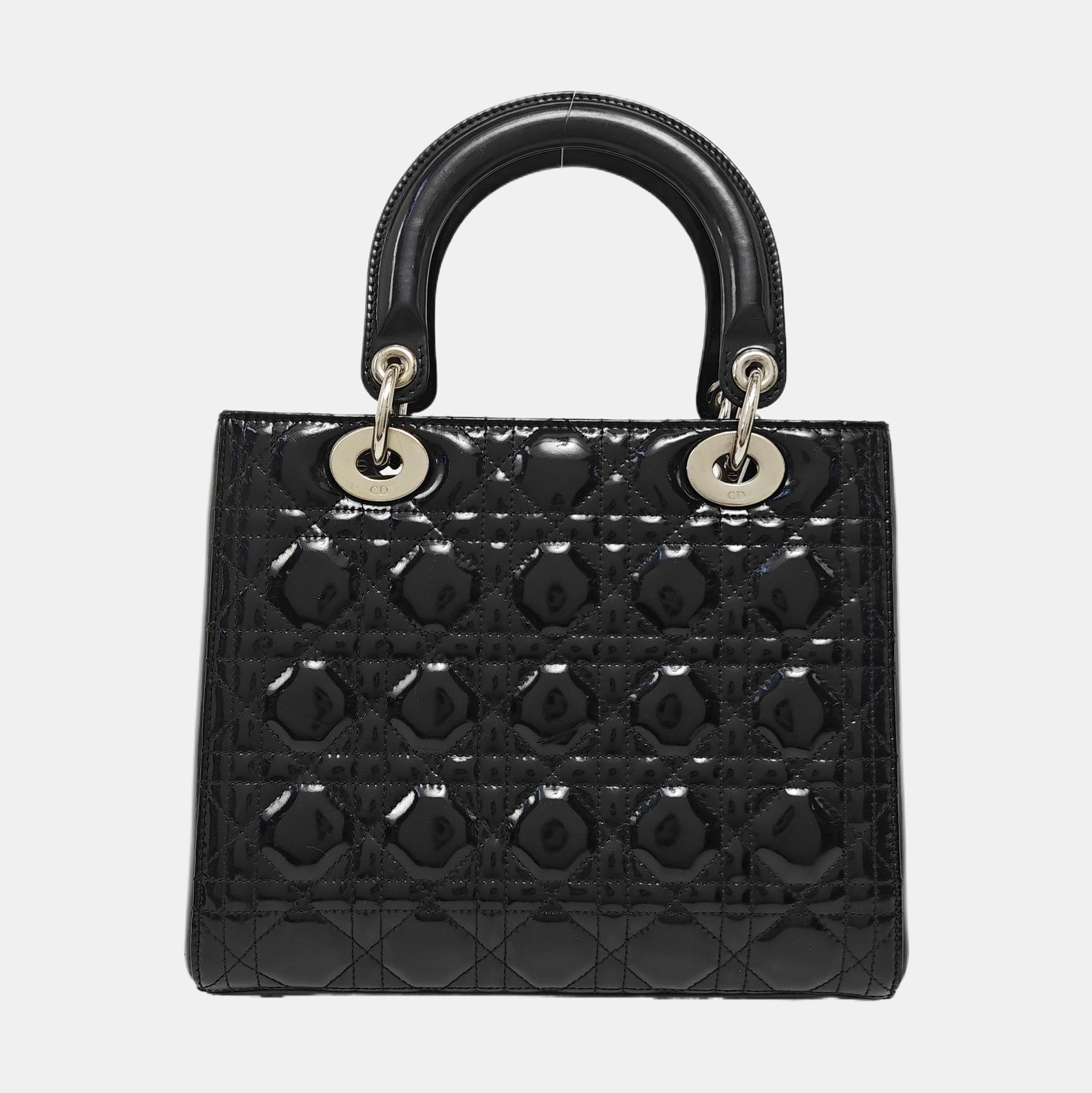 Lady Dior Medium Cannage Patent Leather Black