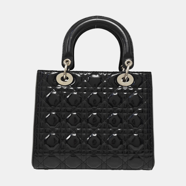 Lady Dior Medium Cannage Patent Leather Black