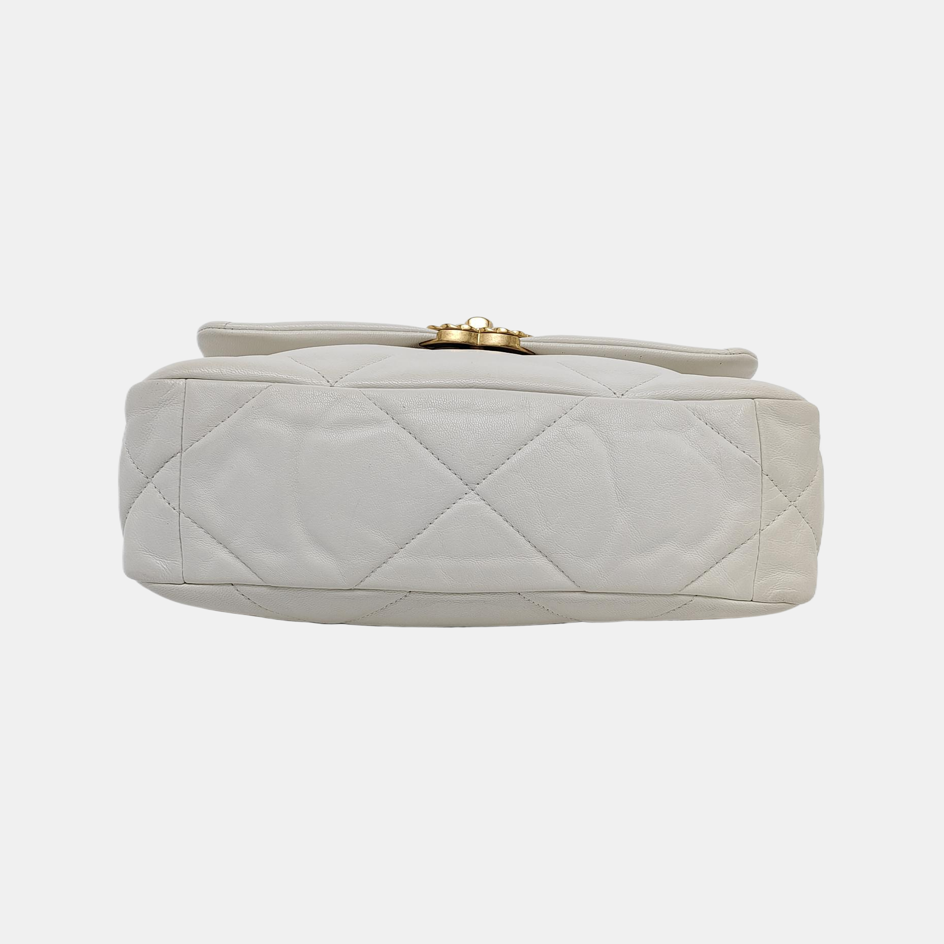 CHANEL 19 Small Quilted Lambskin White