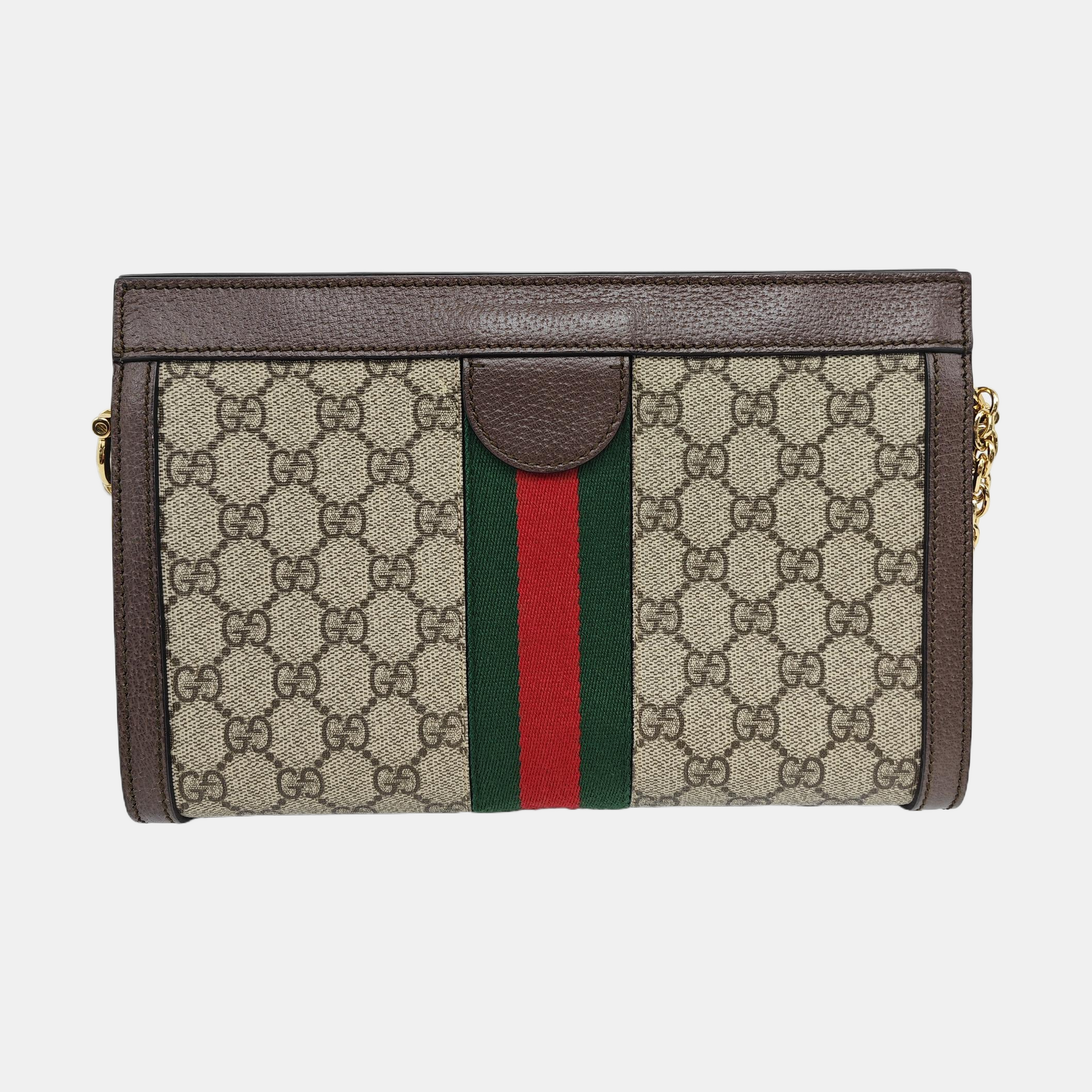 Ophidia Small Monogram Coated Canvas Beige