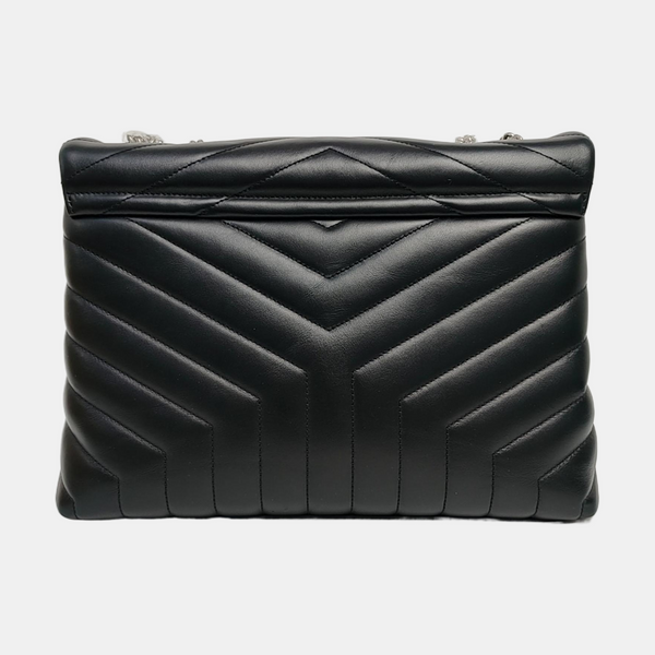 LOULOU Medium Chevron Calfskin Black