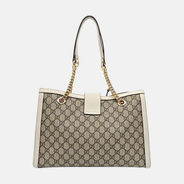 Padlock Medium Monogram Coated Canvas Beige