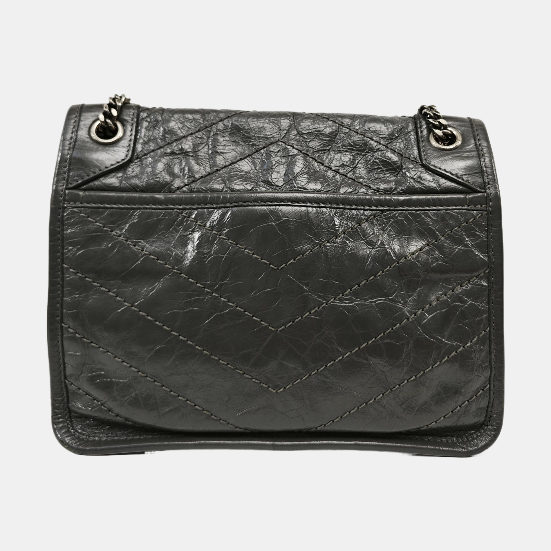 NIKI Small Chevron Calfskin Gray