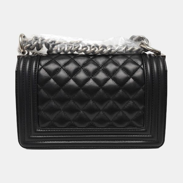 BOY CHANEL Small Quilted Grained Calfskin Black