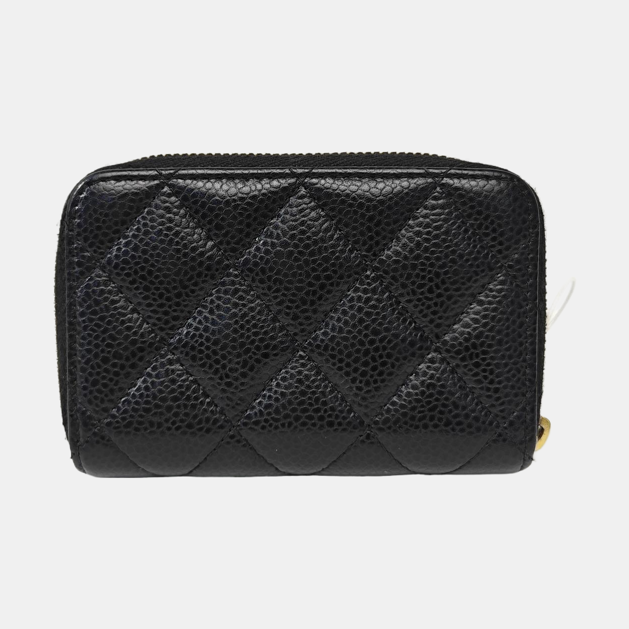 Quilted Grained Calfskin Card Holder Black