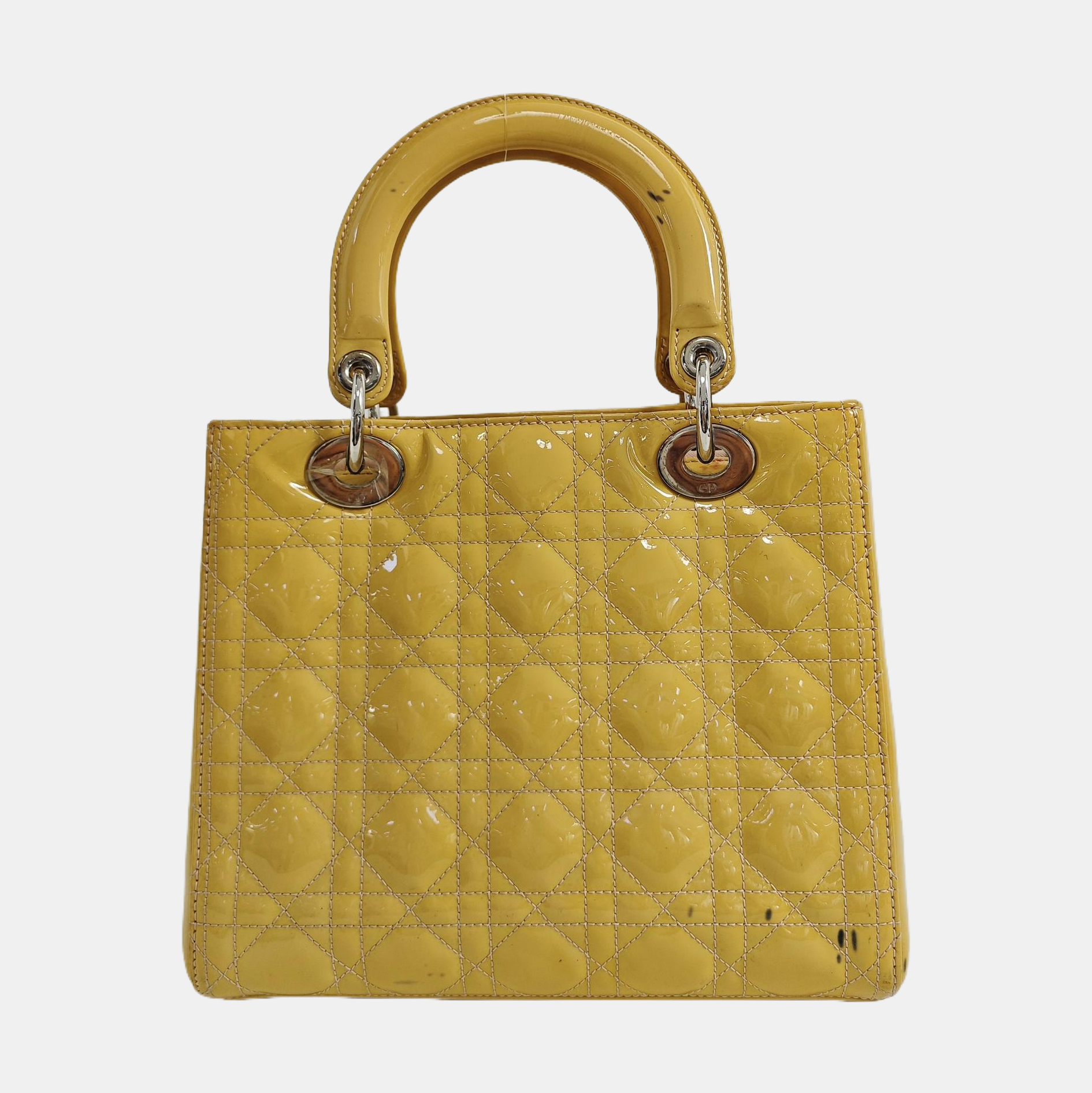 Lady Dior Medium Cannage Patent Leather Yellow