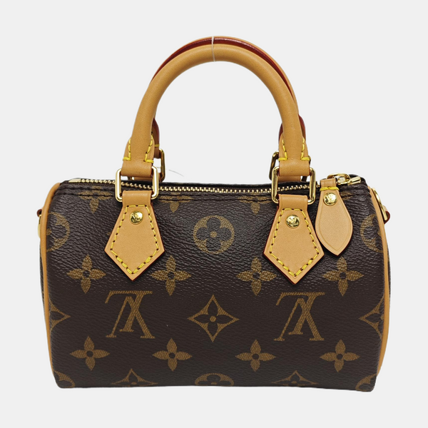 Authenticated pre-owned  SPEEDY Nano Monogram Coated Canvas Brown - Shoulder Bag at Looply