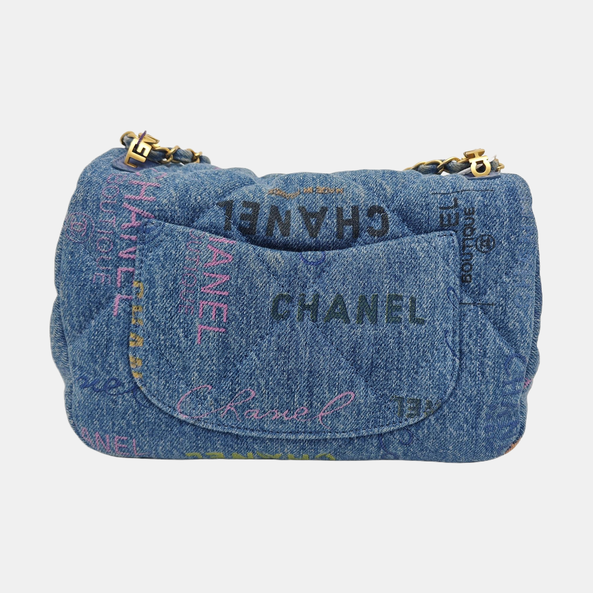 CLASSIC FLAP Mini Quilted Denim Blue