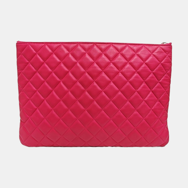 Quilted Lambskin Clutch Large Pink