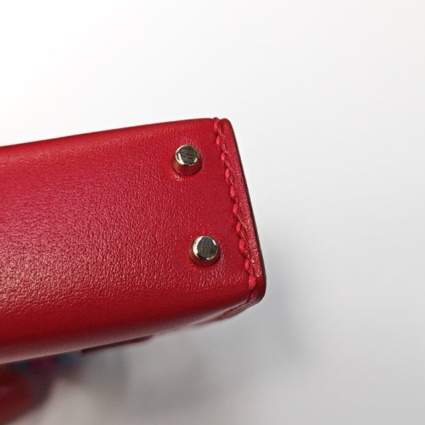 Leather Bag Charm Red