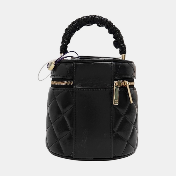 Authenticated pre-owned  TRENDY CC Quilted Lambskin Black - Top Handle Bag at Looply