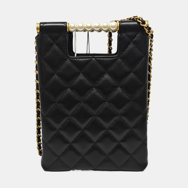Quilted Lambskin Shoulder Bag Black