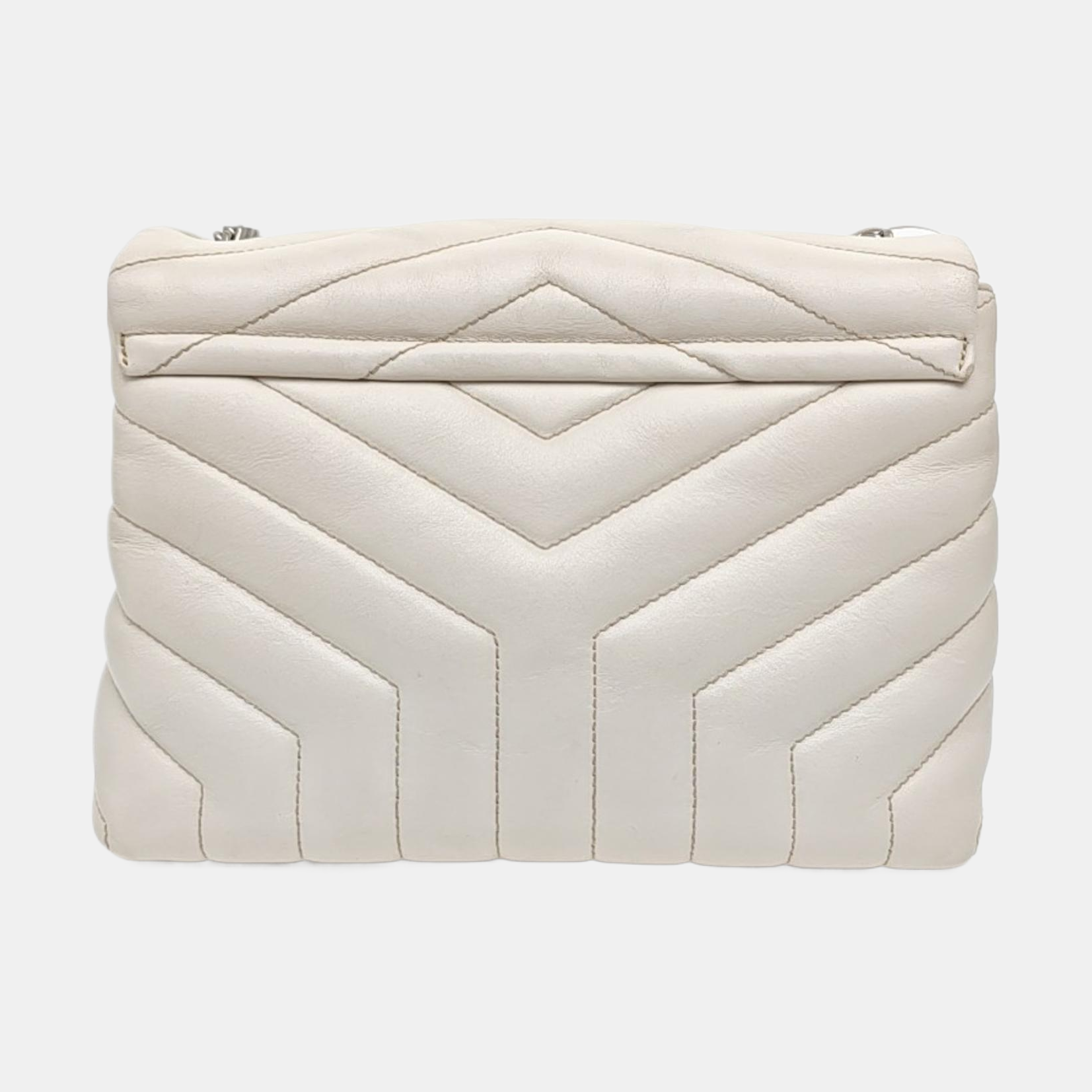 LOULOU Small Chevron Calfskin White
