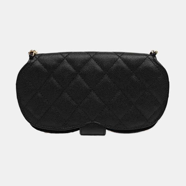 Quilted Grained Calfskin Crossbody Bag Black