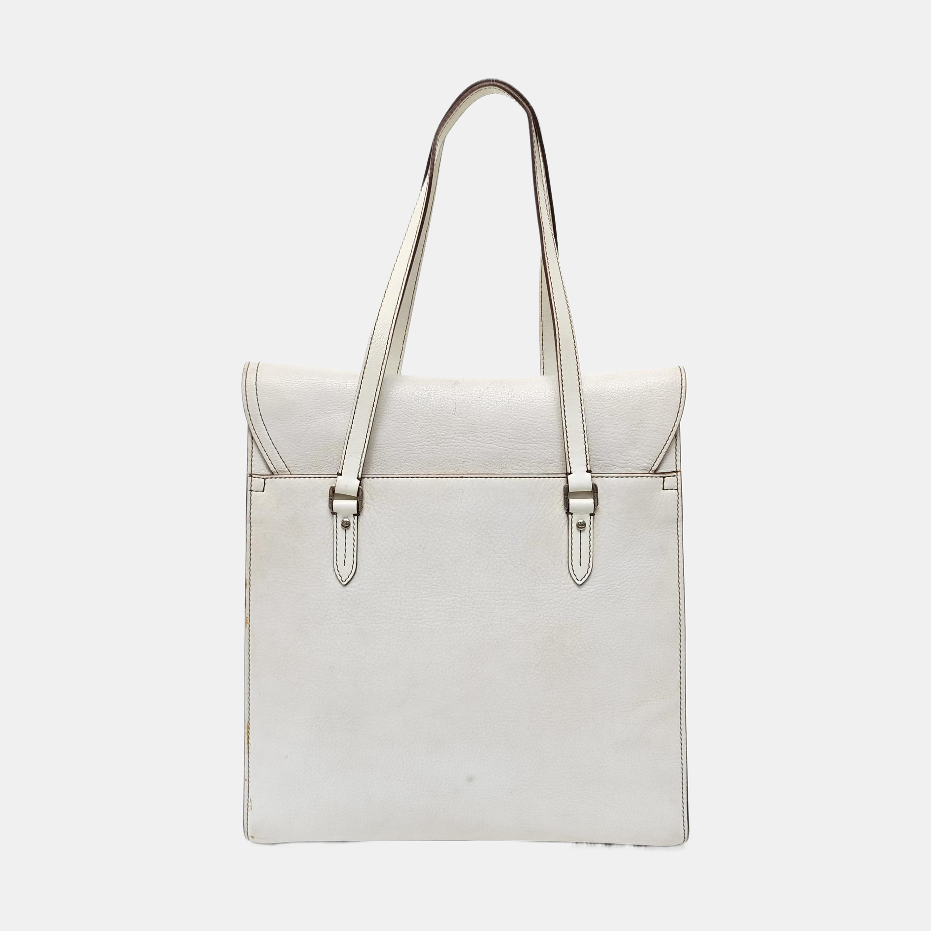 Saddle Medium Calfskin White