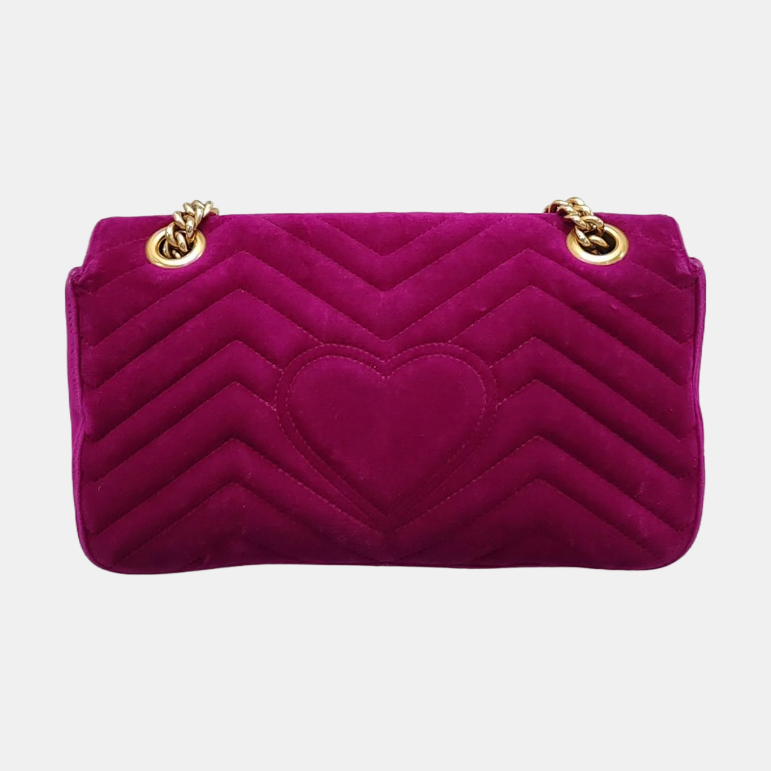 Authenticated pre-owned  GG Marmont Medium Quilted Velvet Burgundy - Shoulder Bag at Looply